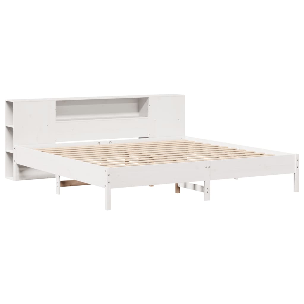 Letto Libreria senza Materasso Bianco 200x200 cm Legno di Pino - homemem39