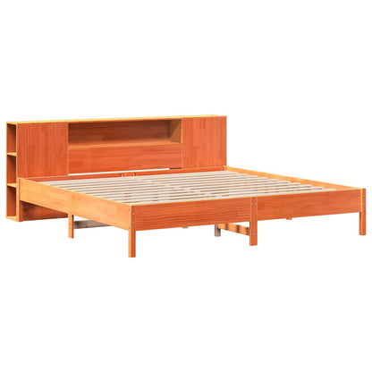 Letto Libreria senza Materasso Marrone Cera 200x200 cm in Pino - homemem39