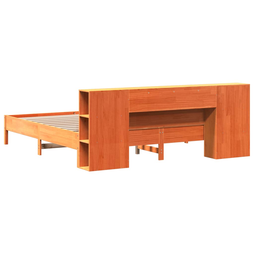 Letto Libreria senza Materasso Marrone Cera 200x200 cm in Pino - homemem39