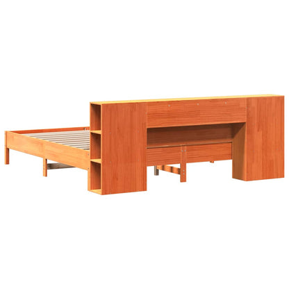 Letto Libreria senza Materasso Marrone Cera 200x200 cm in Pino - homemem39