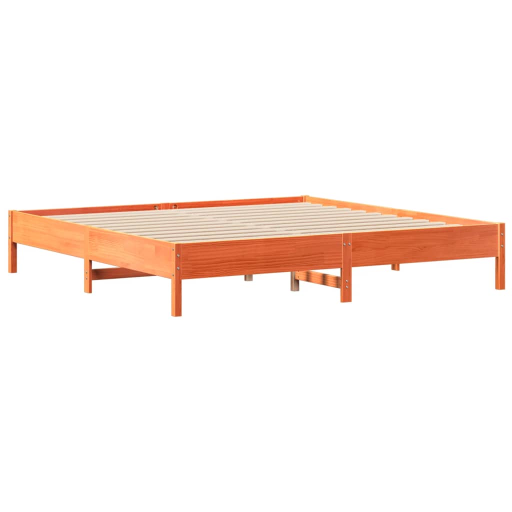 Letto Libreria senza Materasso Marrone Cera 200x200 cm in Pino - homemem39