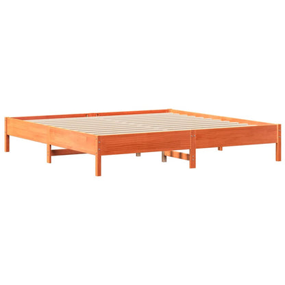 Letto Libreria senza Materasso Marrone Cera 200x200 cm in Pino - homemem39