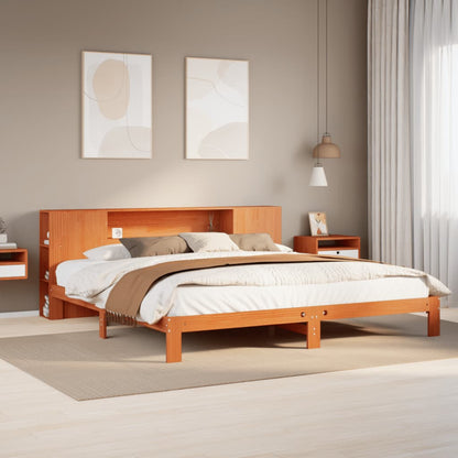 Letto Libreria senza Materasso Marrone Cera 180x200 cm in Pino - homemem39