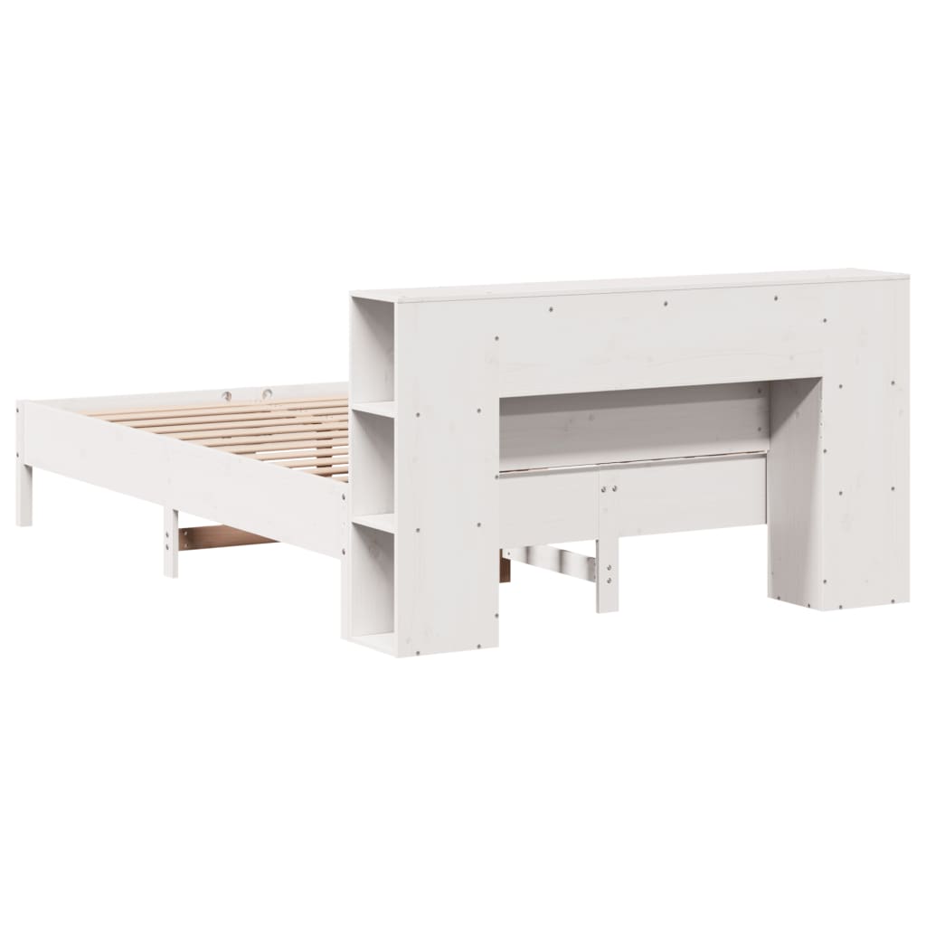 Letto Libreria senza Materasso Bianco 150x200 cm Legno di Pino - homemem39