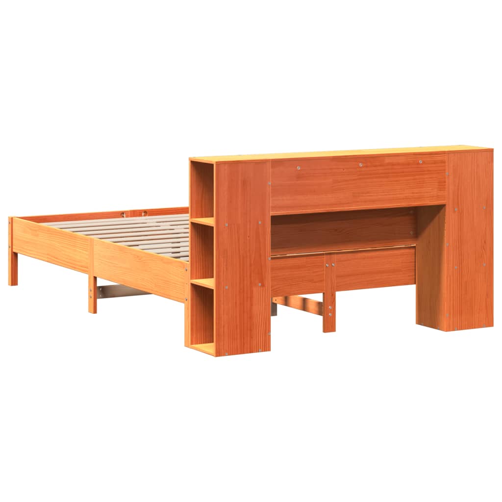 Letto Libreria senza Materasso Marrone Cera 150x200 cm in Pino | homemem39