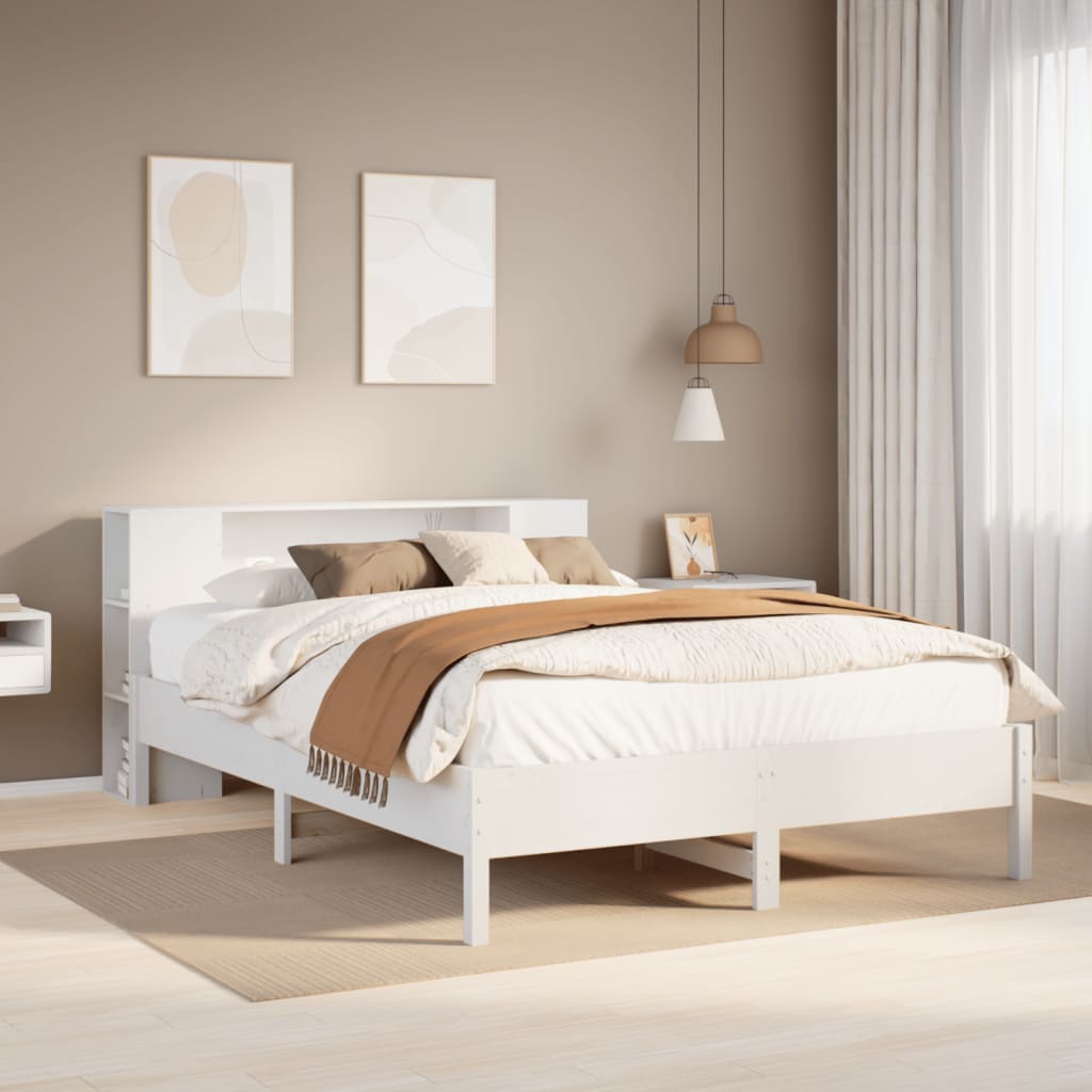 Letto Libreria senza Materasso Bianco 140x200 cm Legno di Pino - homemem39