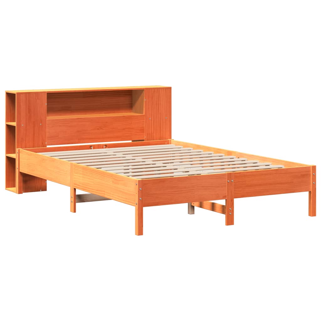 Letto Libreria senza Materasso Marrone Cera 140x200 cm in Pino - homemem39