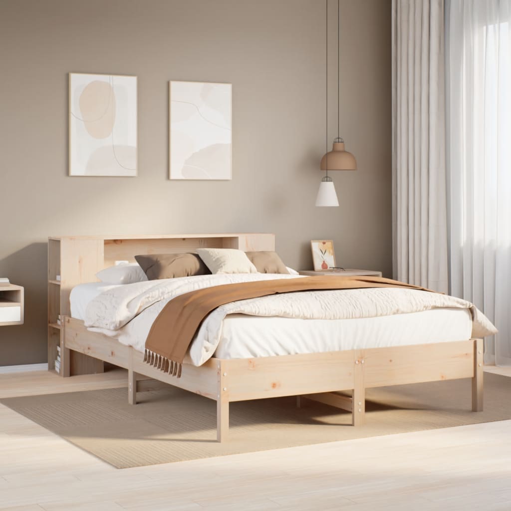 Letto Libreria senza Materasso 120x200cm Legno Massello di Pino - homemem39