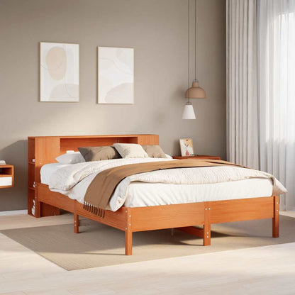 Letto Libreria senza Materasso Marrone Cera 140x190 cm in Pino - homemem39
