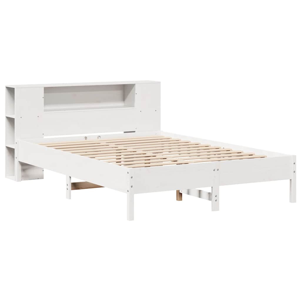 Letto Libreria senza Materasso Bianco 135x190 cm Legno di Pino - homemem39