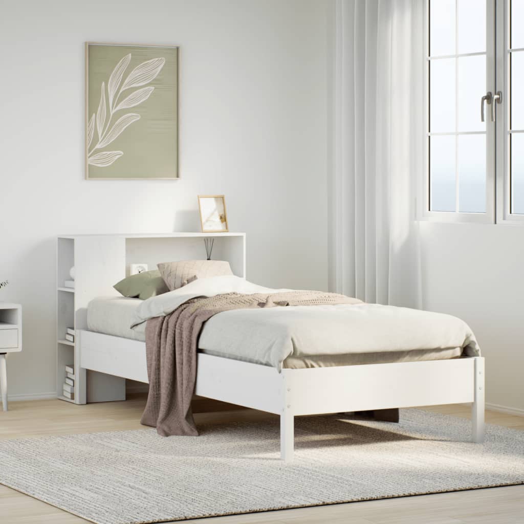 Letto Libreria senza Materasso Bianco 100x200 cm Legno di Pino - homemem39