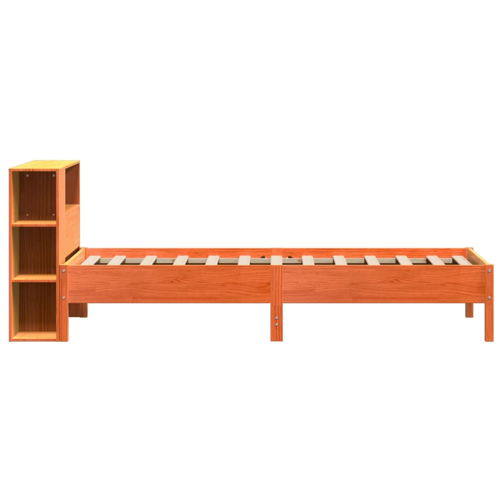 Letto Libreria senza Materasso Marrone Cera 100x200 cm in Pino | homemem39
