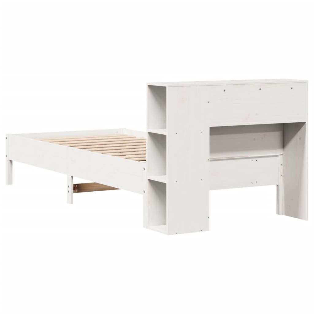 Letto Libreria senza Materasso Bianco 90x190 cm Massello Pino
