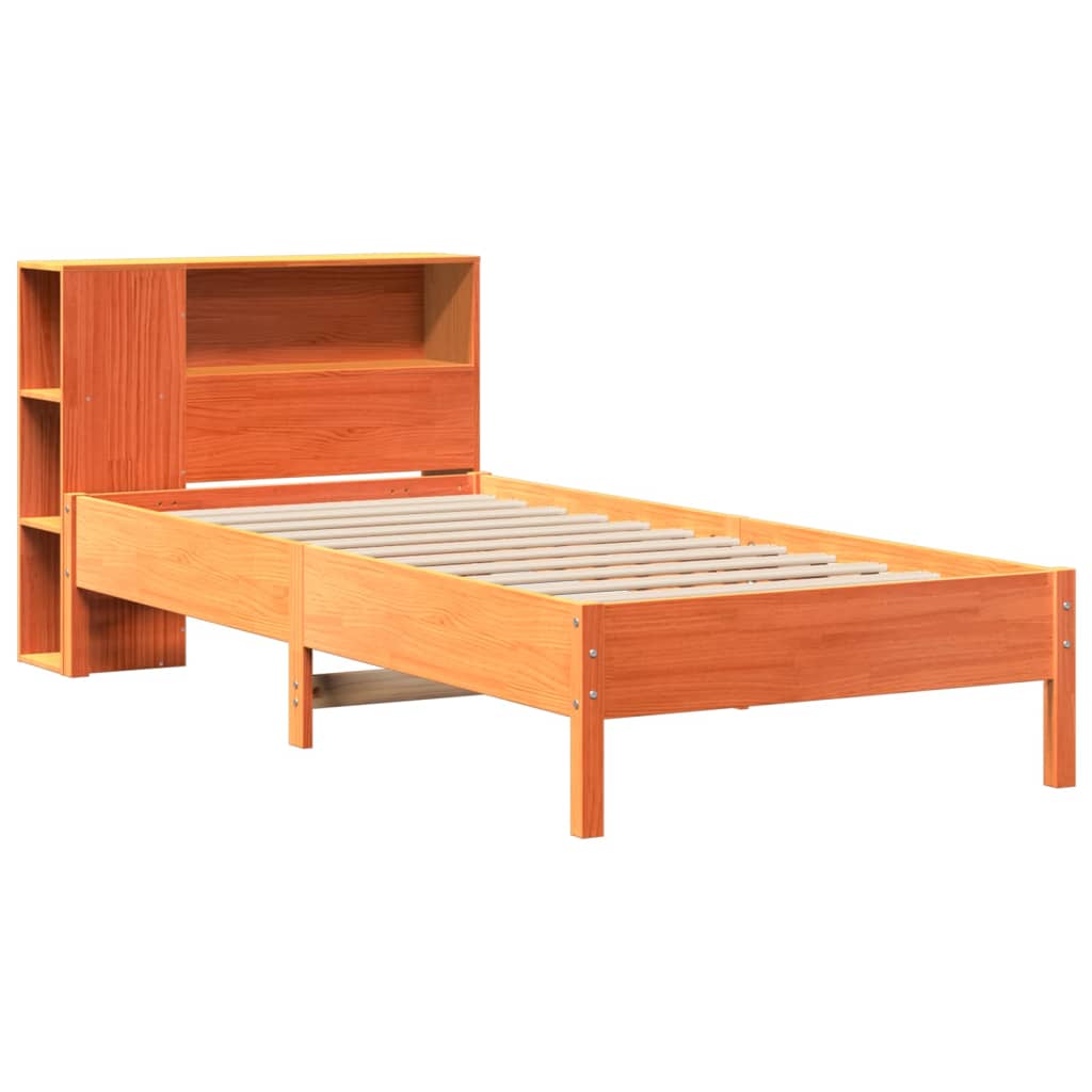 Letto Libreria senza Materasso Marrone Cera 75x190 cm in Pino - homemem39