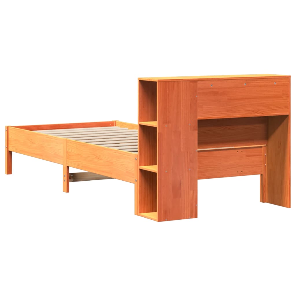 Letto Libreria senza Materasso Marrone Cera 75x190 cm in Pino - homemem39