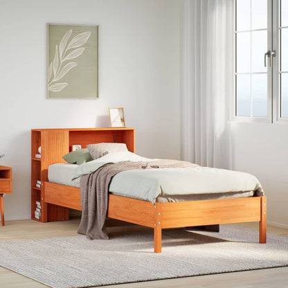 Letto Libreria senza Materasso Marrone Cera 75x190 cm in Pino - homemem39