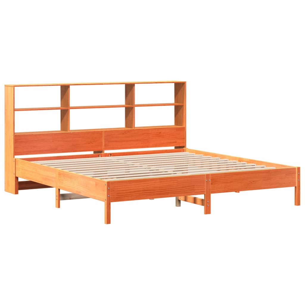 Letto Libreria senza Materasso Marrone Cera 180x200 cm in Pino | homemem39