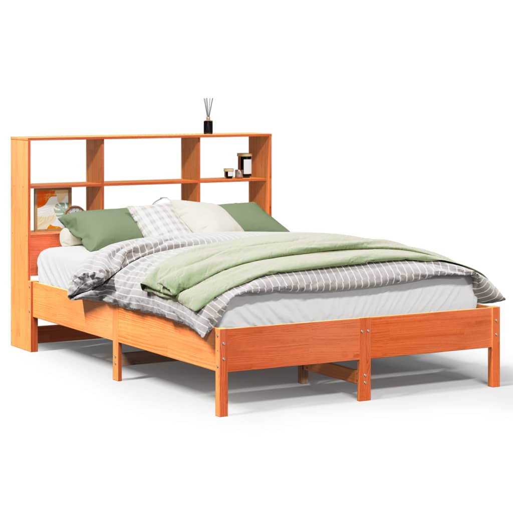 Letto Libreria senza Materasso Marrone Cera 160x200 cm in Pino | homemem39