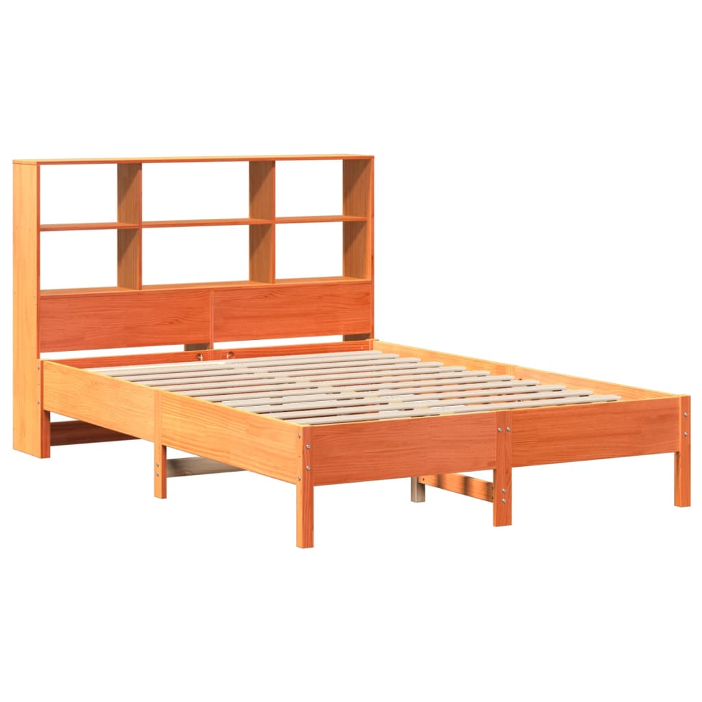 Letto Libreria senza Materasso Marrone Cera 160x200 cm in Pino | homemem39
