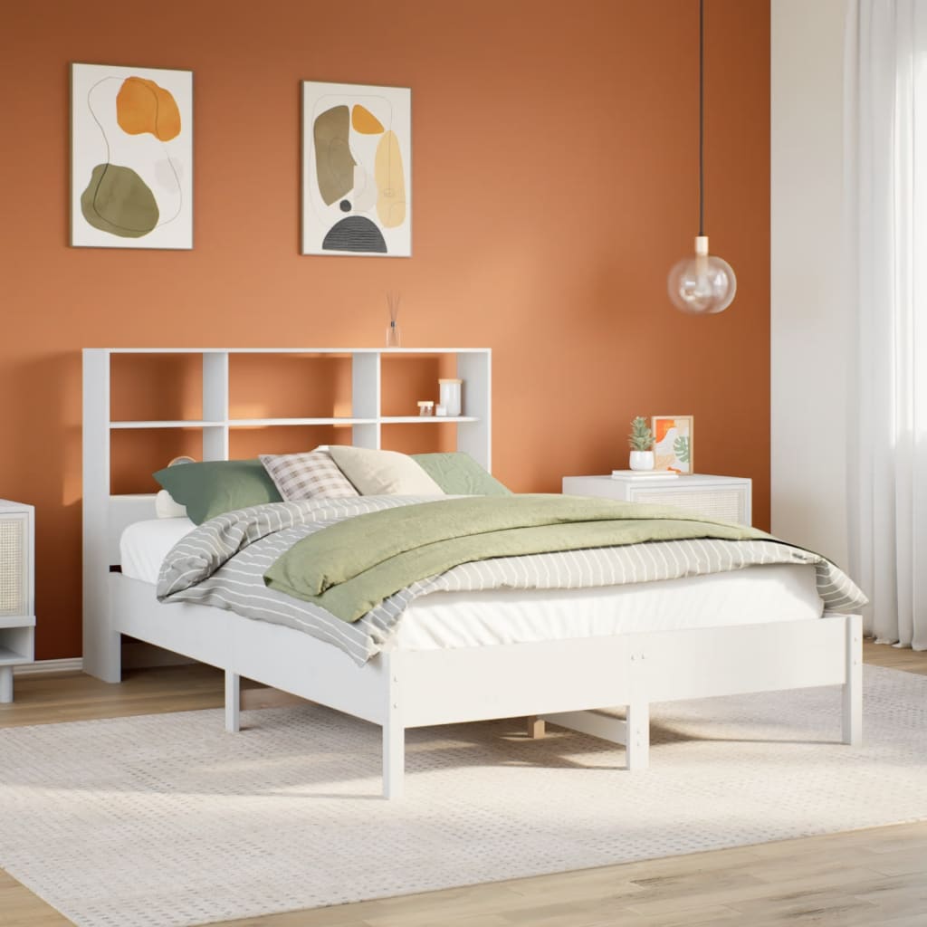 Letto Libreria senza Materasso Bianco 120x200 cm Legno di Pino - homemem39