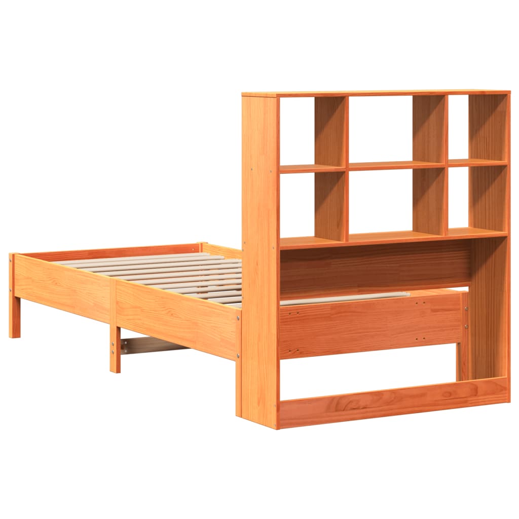Letto Libreria senza Materasso Marrone Cera 100x200 cm in Pino