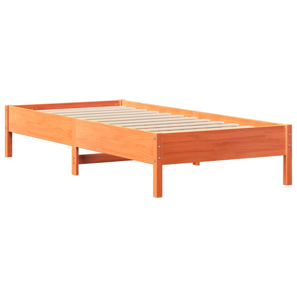 Letto Libreria senza Materasso Marrone Cera 100x200 cm in Pino