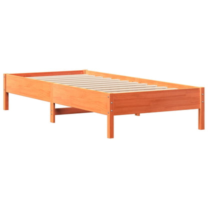 Letto Libreria senza Materasso Marrone Cera 100x200 cm in Pino