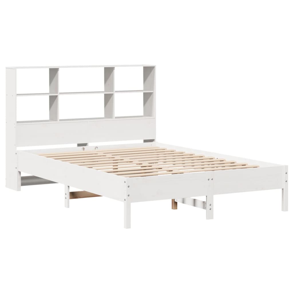 Letto Libreria senza Materasso Bianco 140x190 cm Legno di Pino - homemem39