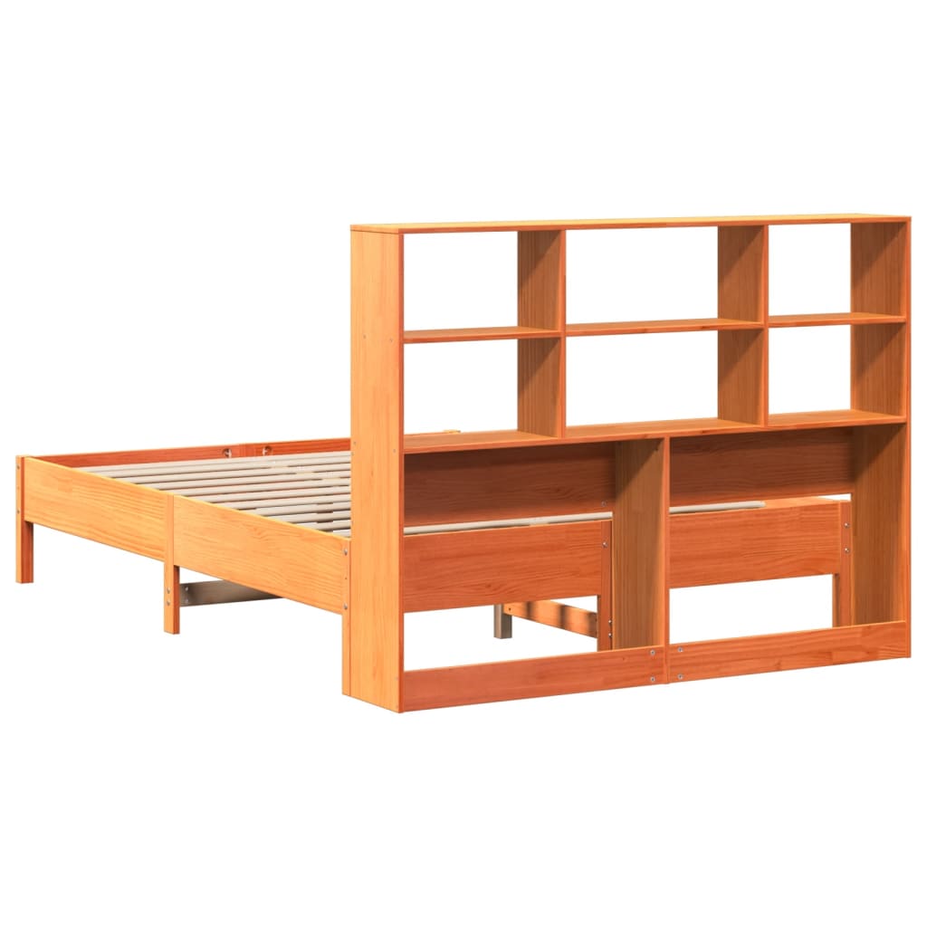 Letto Libreria senza Materasso Marrone Cera 135x190 cm in Pino | homemem39