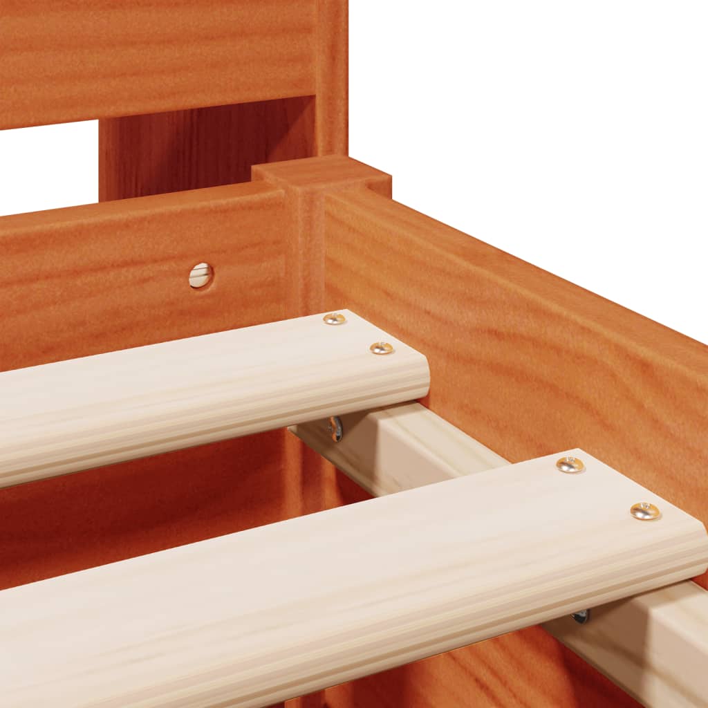 Letto Libreria senza Materasso Marrone Cera 200x200 cm in Pino - homemem39