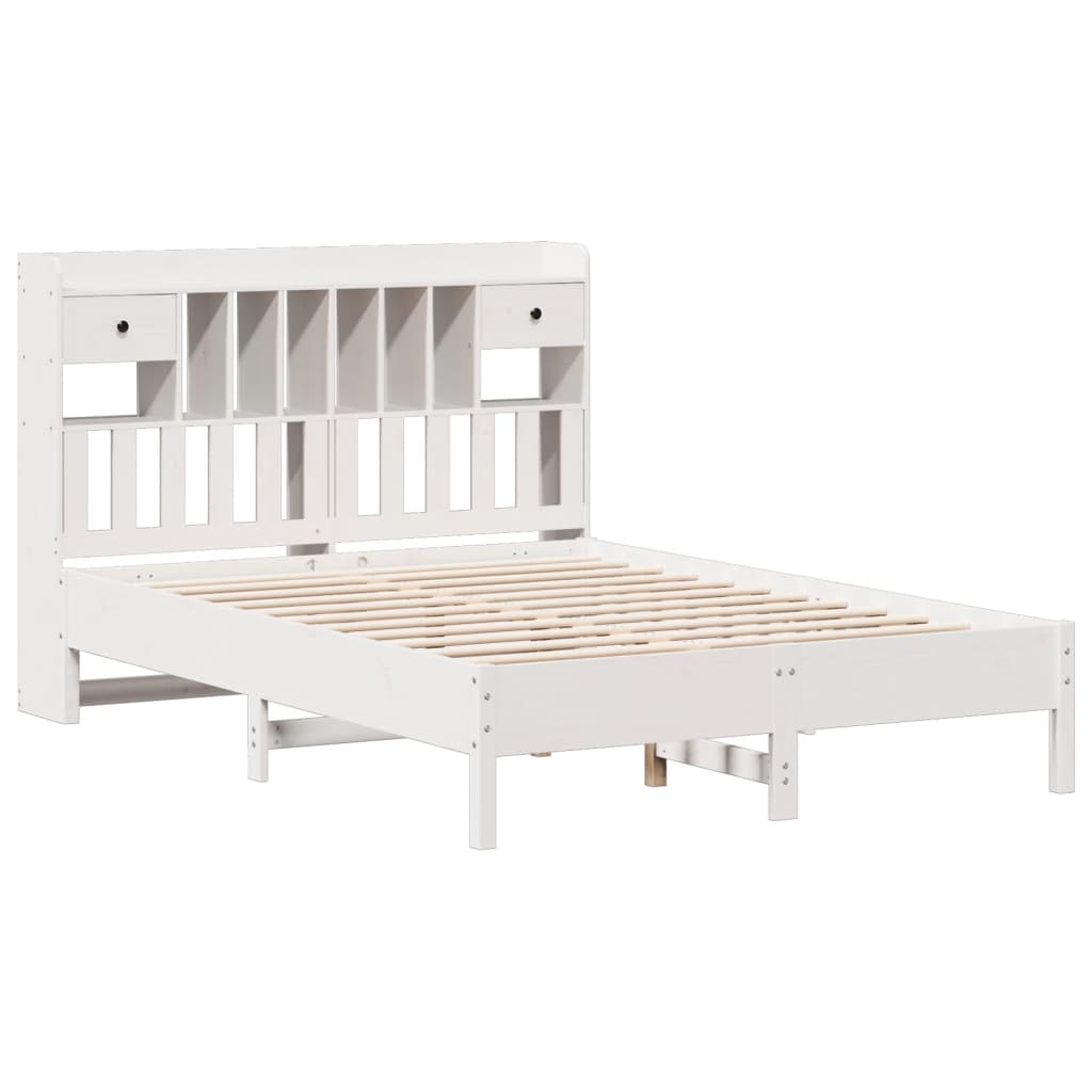 Letto Libreria senza Materasso Bianco 150x200 cm Legno di Pino | homemem39
