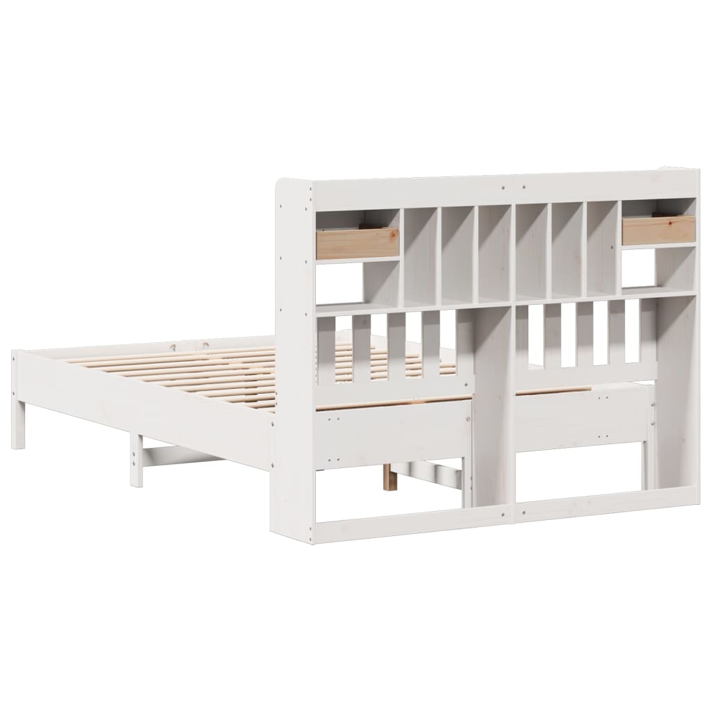 Letto Libreria senza Materasso Bianco 150x200 cm Legno di Pino