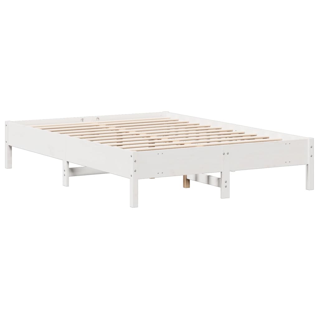Letto Libreria senza Materasso Bianco 150x200 cm Legno di Pino | homemem39