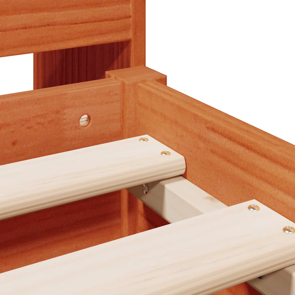 Letto Libreria senza Materasso Marrone Cera 140x200 cm in Pino - homemem39