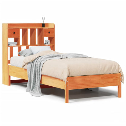 Letto Libreria senza Materasso Marrone Cera 100x200 cm in Pino