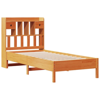 Letto Libreria senza Materasso Marrone Cera 100x200 cm in Pino