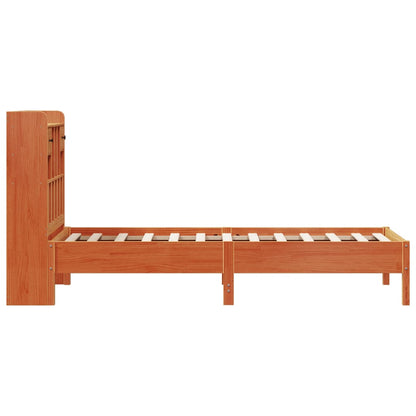 Letto Libreria senza Materasso Marrone Cera 100x200 cm in Pino