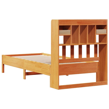 Letto Libreria senza Materasso Marrone Cera 100x200 cm in Pino