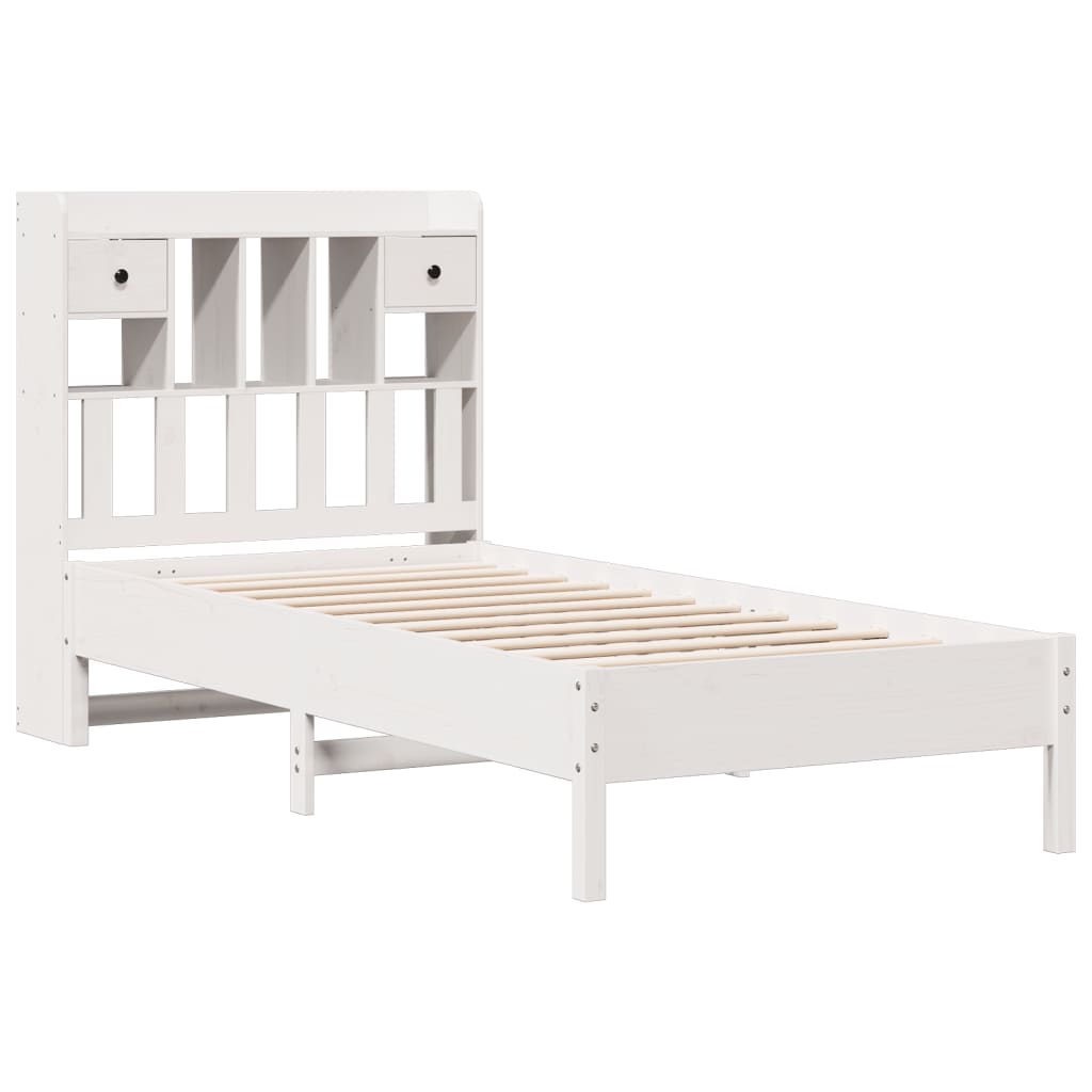 Letto Libreria senza Materasso Bianca 90x200 cm Legno di Pino | homemem39