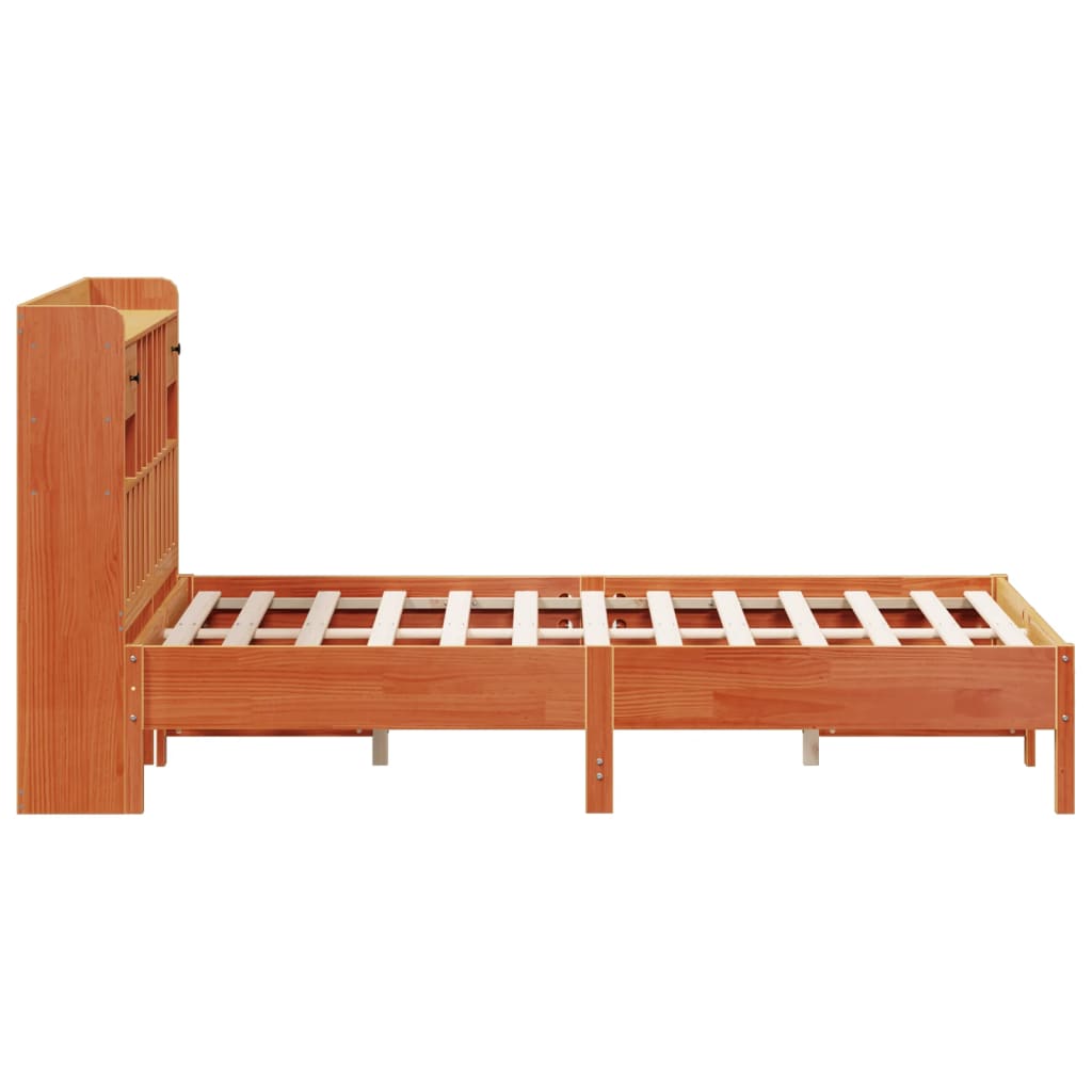 Letto Libreria senza Materasso Marrone Cera 140x190 cm in Pino - homemem39