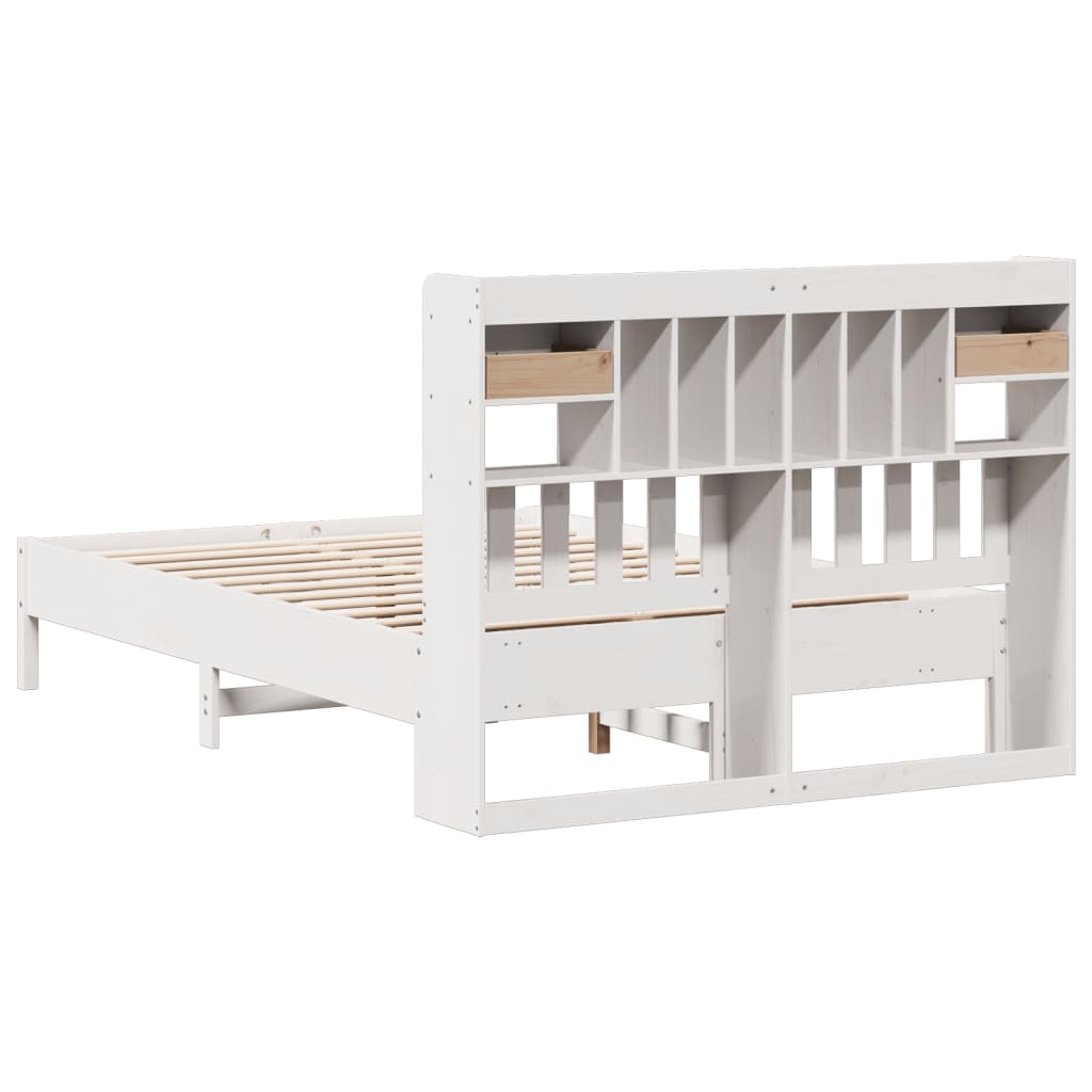 Letto Libreria senza Materasso Bianco 135x190 cm Legno di Pino - homemem39