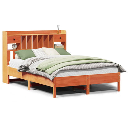 Letto Libreria senza Materasso Marrone Cera 135x190 cm in Pino