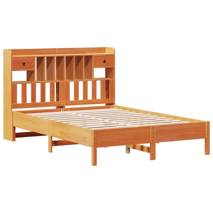 Letto Libreria senza Materasso Marrone Cera 135x190 cm in Pino