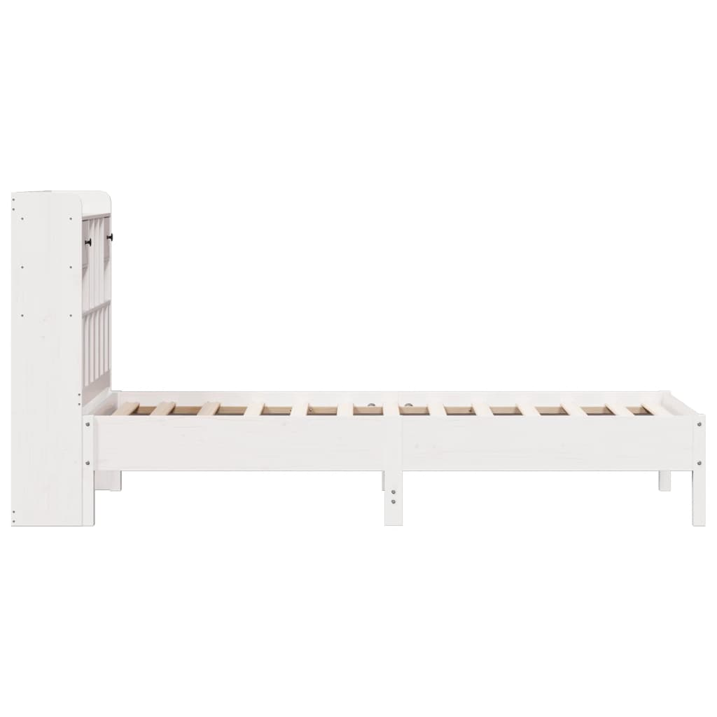 Letto Libreria senza Materasso Bianco 90x190 cm Massello Pino - homemem39