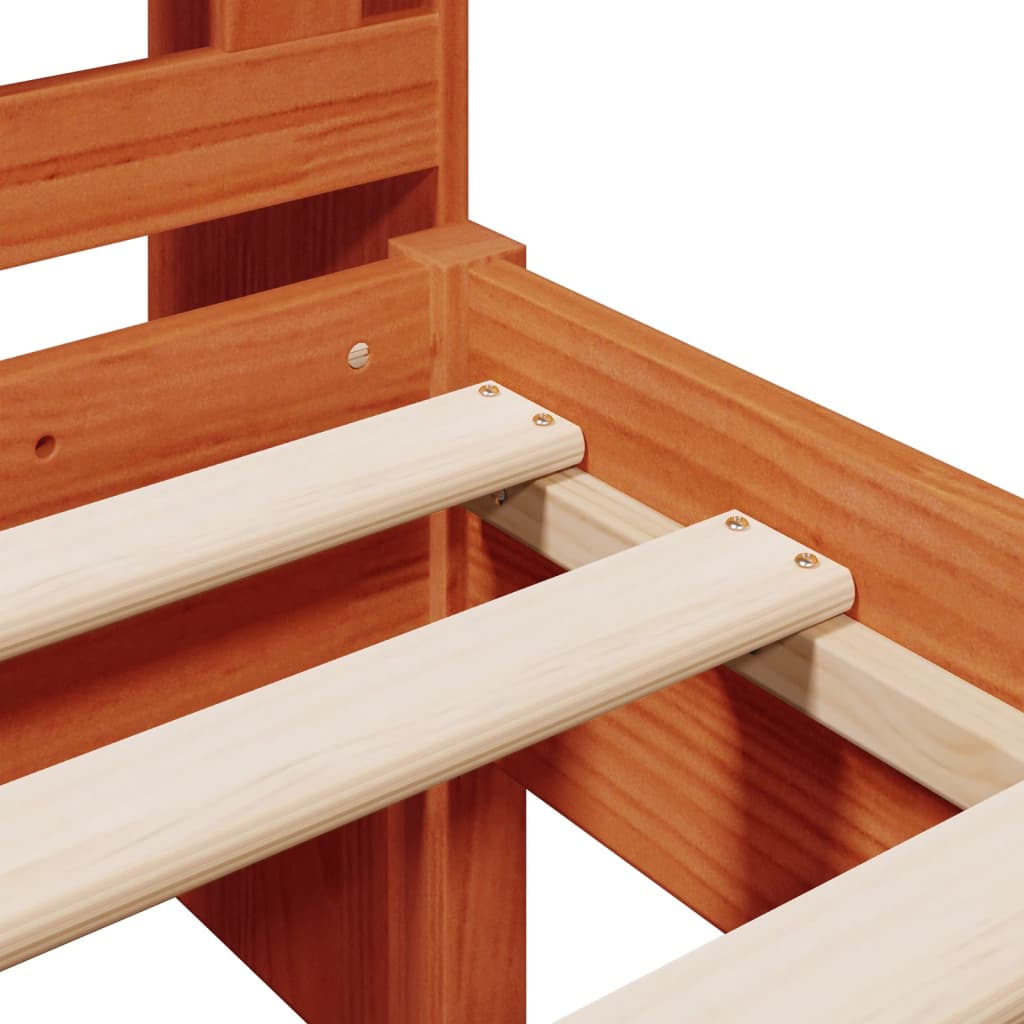 Letto Libreria senza Materasso Marrone Cera 75x190 cm in Pino - homemem39