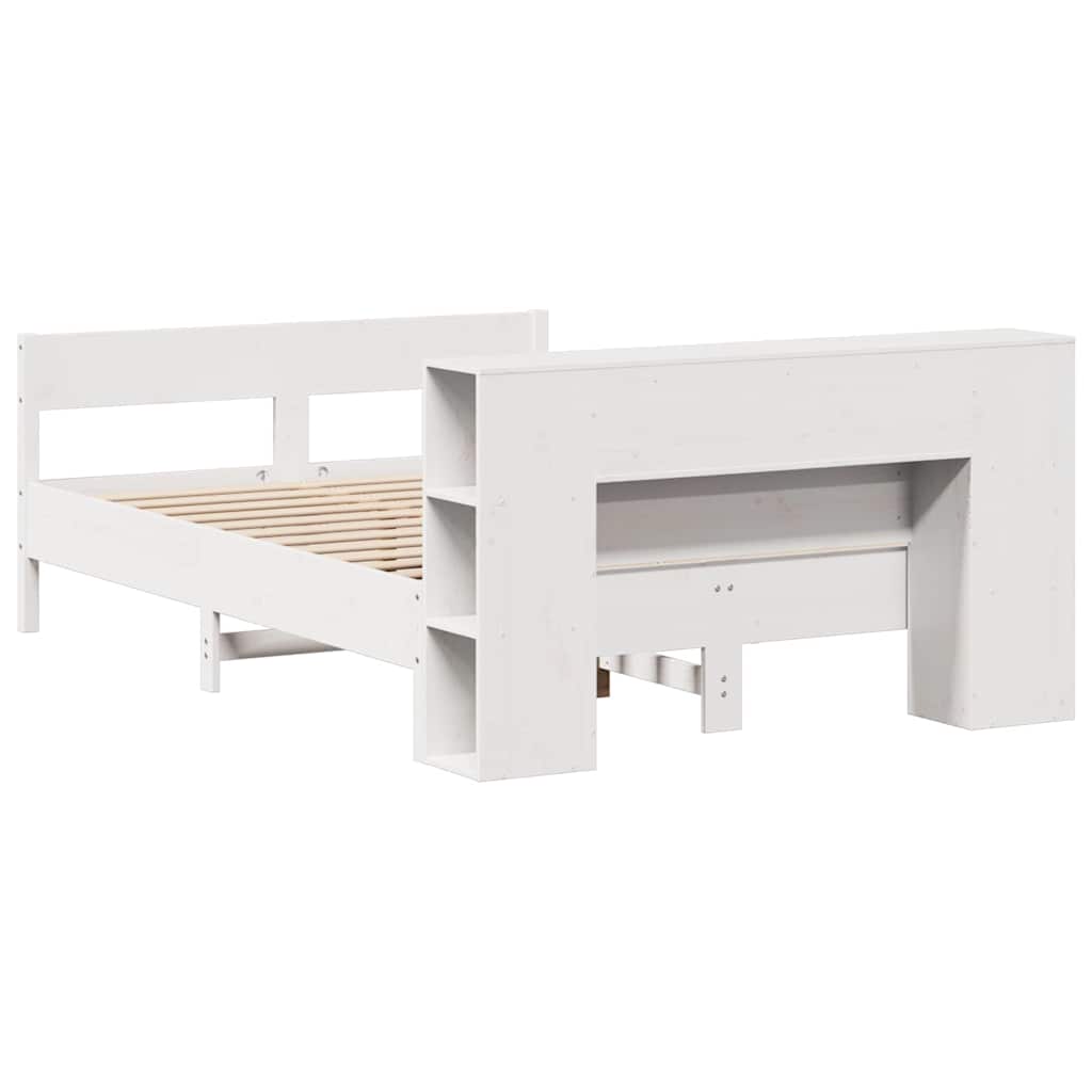 Letto Libreria senza Materasso Bianco 160x200 cm Legno di Pino | homemem39