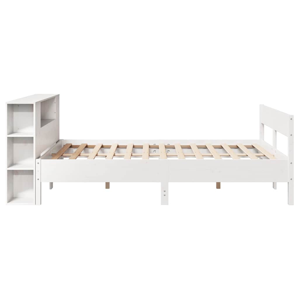 Letto Libreria senza Materasso Bianco 150x200 cm Legno di Pino | homemem39
