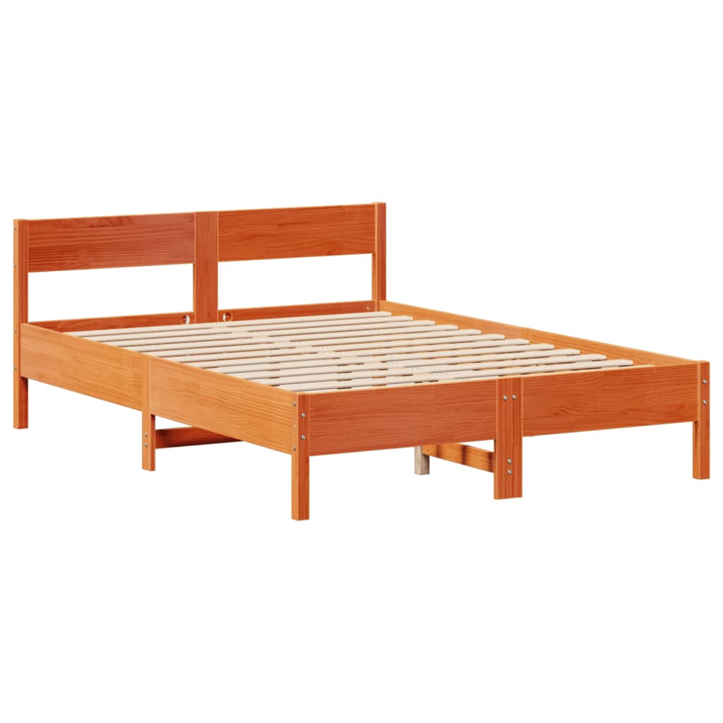 Letto Libreria senza Materasso Marrone Cera 150x200 cm in Pino | homemem39