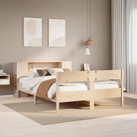Letto Libreria senza Materasso 120x200cm Legno Massello di Pino - homemem39