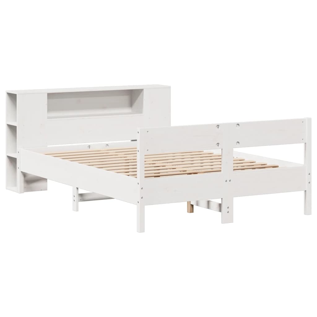 Letto Libreria senza Materasso Bianco 140x190 cm Legno di Pino - homemem39
